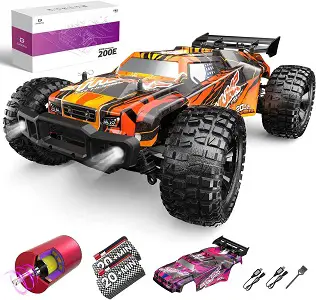 DEERC 200E Large Brushless High Speed RC Cars for Adults, 2 Car Shells, Upgraded 1_10 RC Trucks W_LED Headlight, 60 KM_H, Remote Control Car, All Terrain
